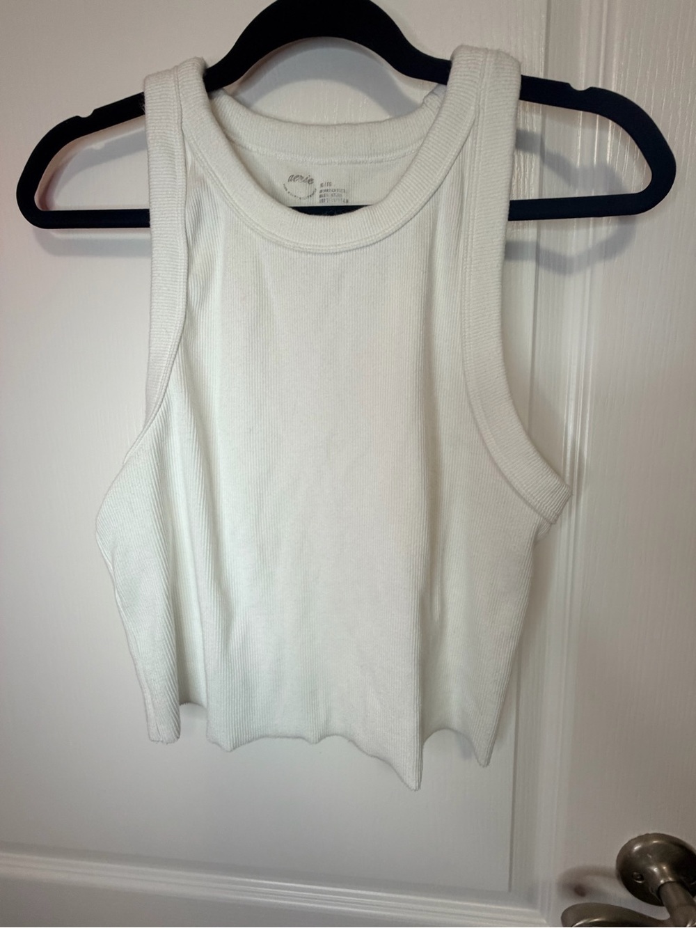aerie White Ribbed Tank Crop Top